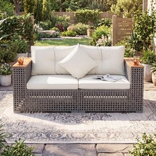 2-piece Patio Corner Sofa Set Outdoor Sectional Wicker Loveseat Thick Corner Sofa / Set price