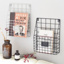 Wire Magazine Newspaper Basket Wall Mounted Post Storage Rack Organizer Office Magazine Rack / Newspaper Rack price