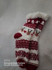 Women’s Christmas Fair Isle Reindeer Slipper Socks Non-Slip Mid Calf 1 Pair Women's Slipper Socks price