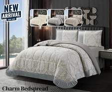 3 Piece Quilted Charm Bedspread Jacquard Bed Throw Double King Size Bedding Set Baby Bedspread Set price