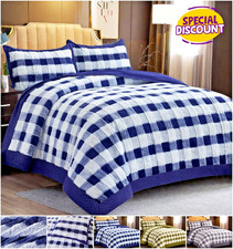 Check Bedspread 3PCS Throw Comforter Warm Quilted Bedding Set Double King Sizes Baby Bedspread Set price