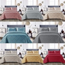 3 Piece Quilted Bed Throw Bedspread Embossed Bedding Set Single Double King Size Baby Bedspread Set price