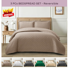 3 Piece Emboss Bedspread Quilted Comforter Bedding Set Bed Throw Reversible UK Baby Bedspread Set price