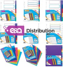 A4 File Dividers Plastic Coloured Tabs Subject Filing Numbered A-Z Extra Wide File price
