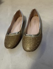 Gold Colour Comfy Crystal Embellished Ballerina Flats with Gold Trim 6 Formal Ballet Flats price