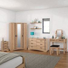 Natural Oak Effect Bedroom Furniture Set, Wardrobe Chest Drawers Bedside Cabinet Bedroom Textiles & Dowry Set price