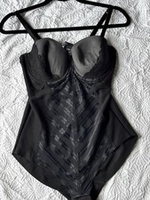 M&S Black Lace Bodysuit Gothic Sheer Floral Lingerie Cami Vintage Lingerie Bustier price