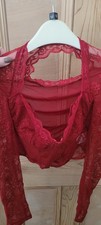 Red Berry Pullover Sweetheart Lace Panel Bustier - Long Sleeve/ Shein / Size Med Bustier price