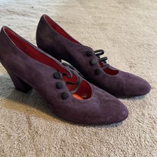 PAS DE ROUGE Purple Suede Strappy Pumps/Booties Size 41 Made in Italy LUXURY High-Heeled Shoes price