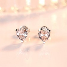 Dainty Heart Stone 925 Sterling Silver Stud Earrings Women Girls Jewellery Gift Silver Earrings price