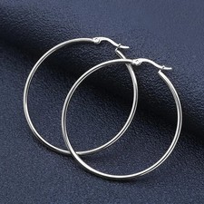925 Sterling Silver 6 CM Large Round Hollow Hoop Earrings Women Jewelry Gift UK Silver Earrings price