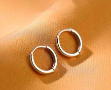 Smooth 925 Sterling Silver Huggie Hinge Hoop Earrings Women Girls Jewellery Gift Silver Earrings price