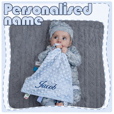 Personalised Baby Soft Dimple Comforter Taggy taggie tag  Blanket Boy Girl Gift Baby Quilt price