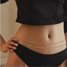 Body Chain - Gold HipHop Belly Chain for Women - Double Layer Accessories Body Chain price