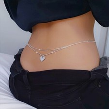 Belly Chain Waist Body Silver Gold Double Layers Heart Charm Shiny Bikini Belt Body Chain price