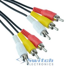 3 RCA Phono Male Audio & Video Composite Cable Lead TV DVD Red White Yellow Video Cable price