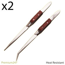 2x  Tweezer Wooden Handle Heat Resistant Tool Kit Hobby Electronics Fix Amtech Hobby Electronics price