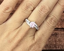 Pink Sterling Silver Crystal Ring Swarovski Size P Wedding Gift Girls Summer Swarovski Ring price