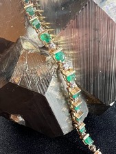 6.5" 14K Yellow Gold, Emerald and Diamond Tennis Bracelet Diamond Bracelet price