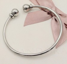 Pandora Sterling Silver Open Bangle - 20cm 596477 BOXED Diamond Bracelet price
