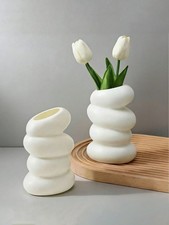 1 Pc Nordic Spiral Vase White Plastic Flower Vase Modern Home Decor Living Room. Vase price