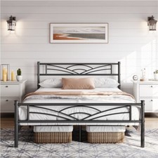 4ft6/5ft Bed Frames Metal Home Bedroom Furniture with Metal Bed Slat Black/White Bed Frame price