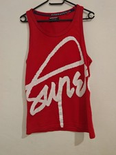 Men's Authentic Superdry Vest Size S Black Red With White Printed Logo Men's Vest price