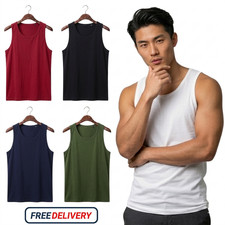 6 PACK 3 Men's Vest Tops 100% Cotton Plain Classic Summer Training Gym Tank Top Men's Vest price