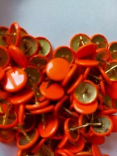 50 Fluorescent Orange Thumb Tacks Drawing Pins Map Art Display New Noticeboard Pins & Thumbtacks price