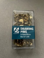 100 x Brass Drawing Pins Strong Metal - Gold Colour Thumb Tacks - 9.5mm Boxed Pins & Thumbtacks price