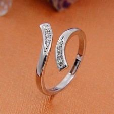 SOLID 925 Sterling Silver Cubic Zirconia Adjustable Wishbone Thumb Finger Ring Silver Ring price