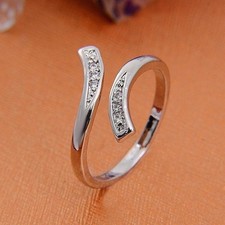 SOLID 925 Sterling Silver Cubic Zirconia Adjustable Wishbone Thumb Finger Ring Silver Ring price