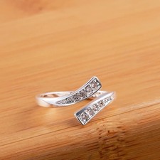 SOLID 925 Sterling Silver Cubic Zirconia Adjustable Wishbone Thumb Finger Ring Silver Ring price