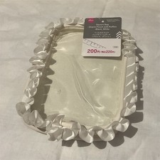 DAISO Square Plastic Bag Charm Pouch with Ruffles, White/Clear, Zip-Around Makeup Bag price