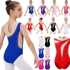 UK Girls Mesh Patchwork Leotard Ballet Dance Figure Skating Gymnastics Bodysuit Girls' Bodysuit price
