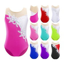 UK Kid Girls Gymnastics Leotard Rhinestone Figure Skating Dance Ballet Bodysuit Girls' Bodysuit price
