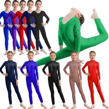 UK Girls Full Body Long Sleeve Leotard Sparkly Bodysuit Dance Unitards Jumpsuit Girls' Bodysuit price