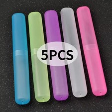 5 x Toothbrush Case Travel Cover ~ Plastic Holder, Family Pack, Brushes Holidays Toothbrush Holder price
