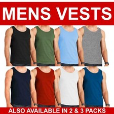 Mens Vest Tops 100% Cotton Plain Classic Vests Summer Training Gym Tank Top Pack Men's Jersey price
