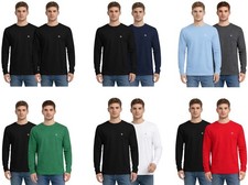 2 PK Mens Long Sleeve T-Shirt Soft Cotton Plain Round Neck Casual Tee Tops S-3XL Men's Jersey price