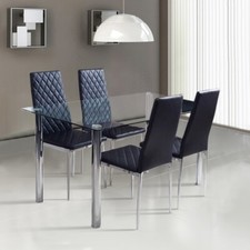 Transparent Tempered Glass Table Dining Chairs Kitchen Set Cafe Home Furniture Cafe & Canteen Table Set price