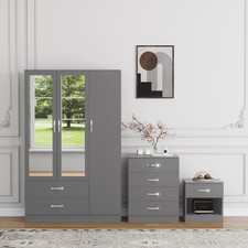 3 Piece Grey Bedroom Furniture Bedside Table Wardrobe Set Chest of Drawer Bedroom Set price
