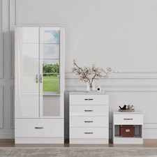 3 Piece Gloss White Bedroom Furniture Bedside Table Wardrobe Set Chest of Drawer Bedroom Set price