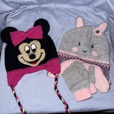 Minnie, Mouse  Crocheted Beanie And Bunny Beanie With Mittens Bundle. CHILD SIZE Kids' Beanie price
