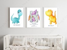 Dinosaur Nursery Prints Set, Baby Kids Room Dinosaurs Pictures Wall Art Decor Baby & Kids' Room Set price