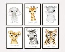 Safari Jungle Animals Nursery Prints Set, Baby Kids Room Pictures Wall Art Decor Baby & Kids' Room Set price