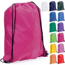 NYLON DRAWSTRING BACKPACK BAG - SCHOOL GYM SPORTS PE BOOKS DANCE - RUCKSACK NEW Unisex Sports Bag price