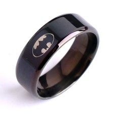 2023 Fashion Black Men's Boy Batman Rings Symbol Stainless Steel Rings Xmas Gift Men's Ring price