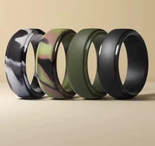 4 Pack Men’s Silicone Wedding Bands 8mm Rubber Rings Comfort Fit Sport Ring Men's Ring price