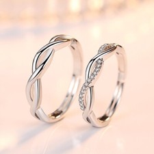 925 Sterling Silver Crystal Twisted Adjustable Ring Women Mens Jewellery Gift Men's Ring price